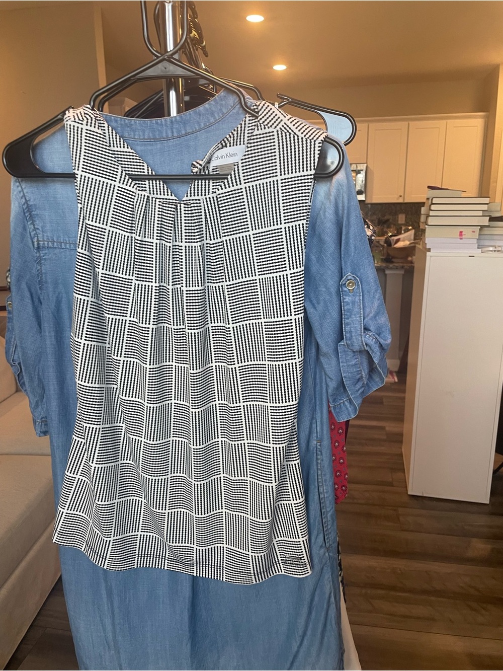 Calvin Klein Black & White Geometric Print Camisole
